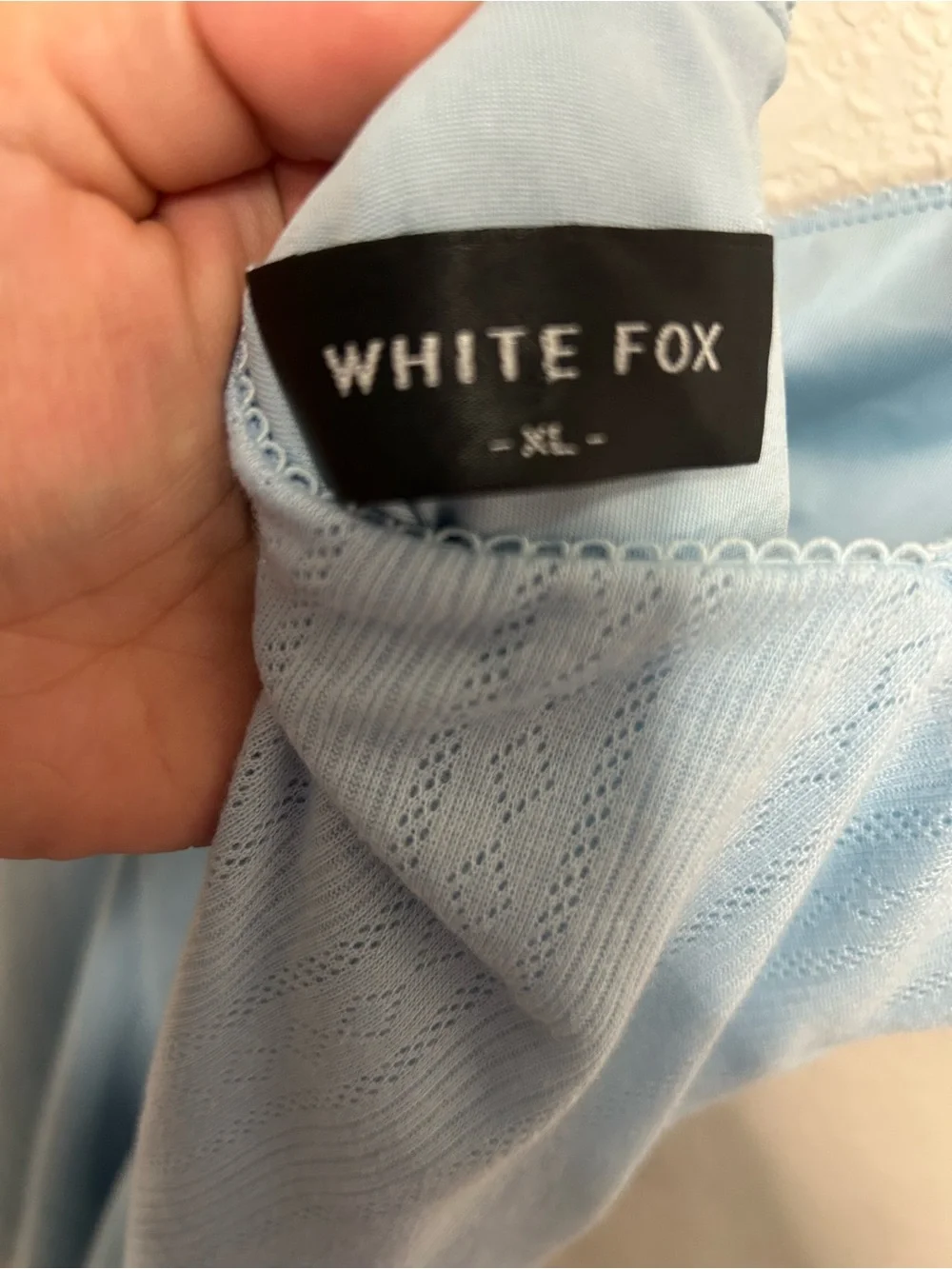 White Fox Baby Blue Pointelle Mini Dress XL - Picture 4 of 7